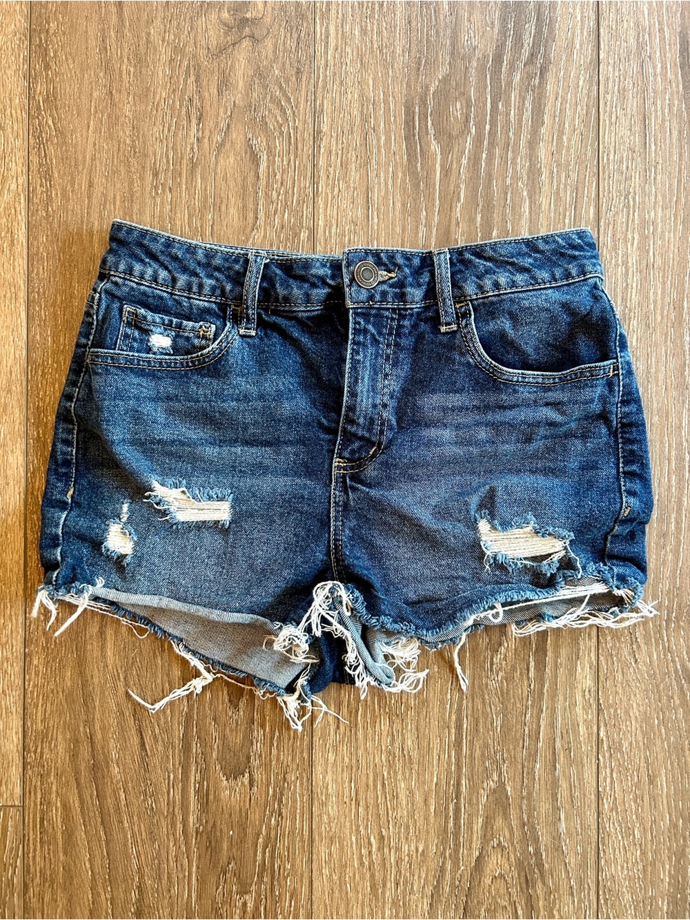 SO Dark Blue Distressed Denim Shorts